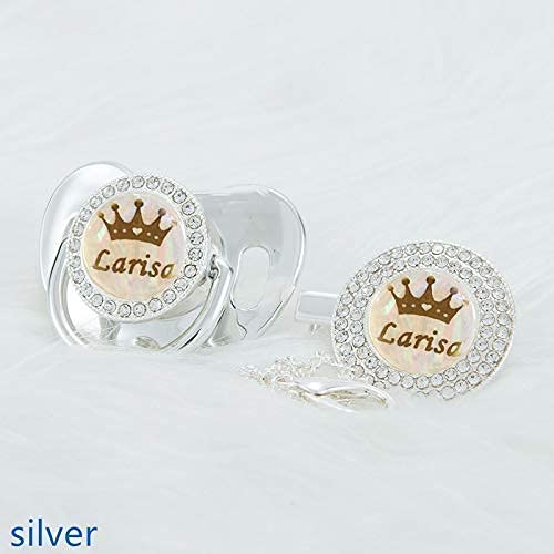 Personalized Any Name Bling Gold Silver Pacifier And Clip Set BPA Free Safe Ideal Gift for Baby Shower