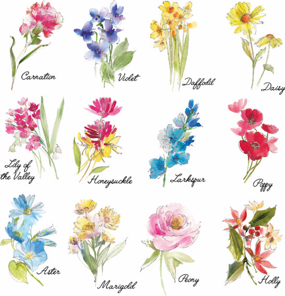 Personalised Birth Flower Towel