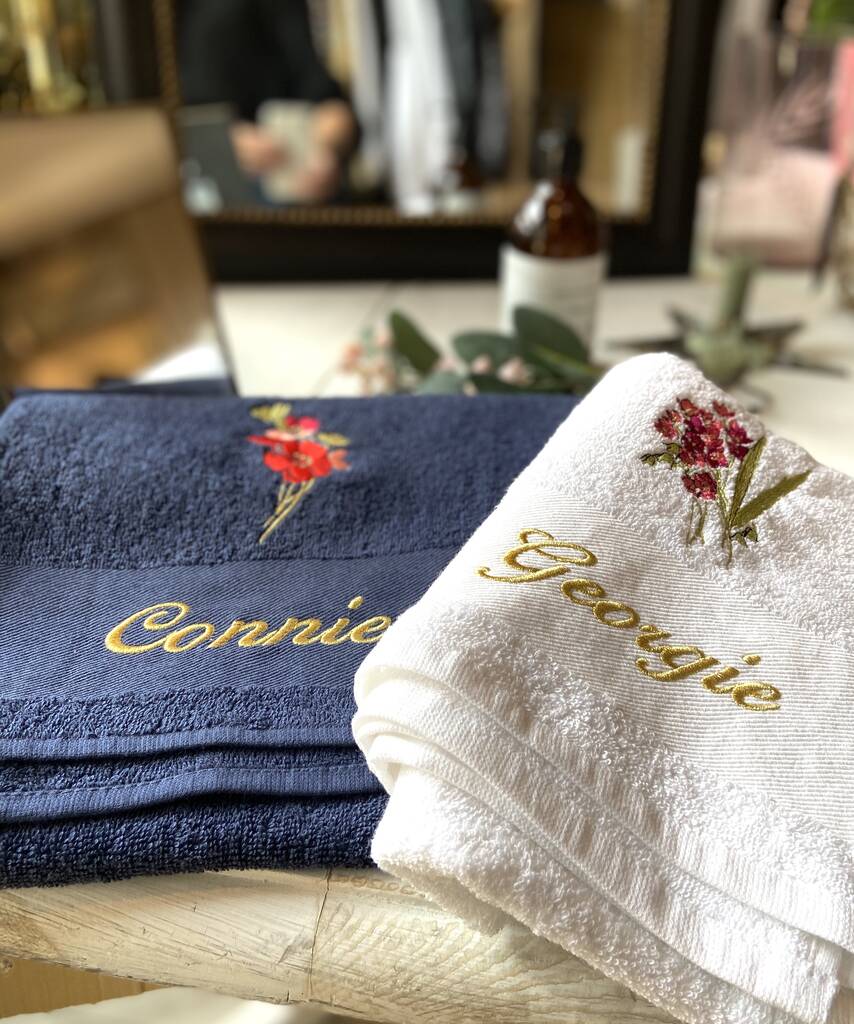 Personalised Birth Flower Towel