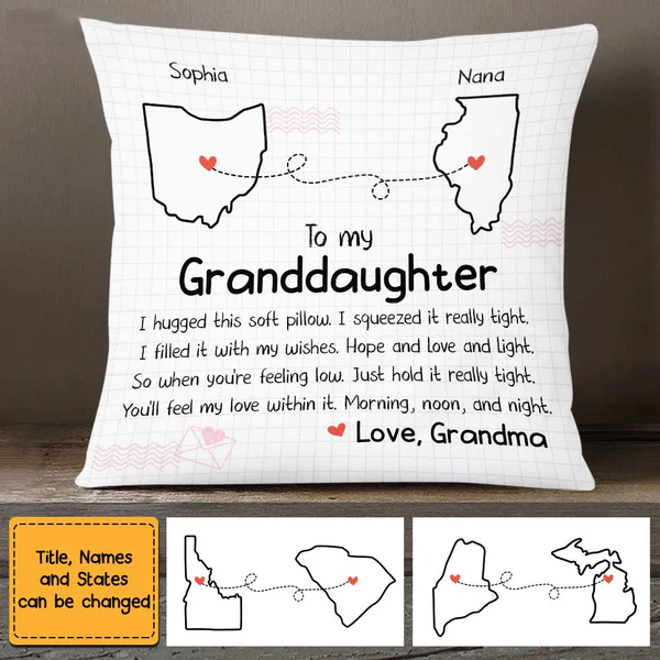 Granddaughter Long Distance Hug This Drawing Pillow