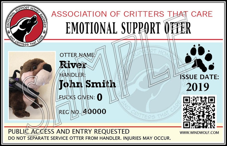 Emotional Support Otter Stuffed Animal Plushie Toy