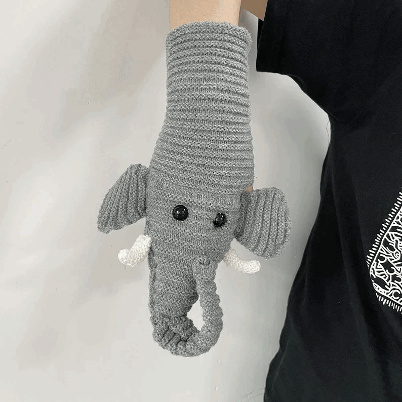 Funny Novelty Shark Elephant Goose Gloves, Wacky three-dimensional animal knitting Gloves, Party Gloves, Unisex Funny Gloves, Gift for her him