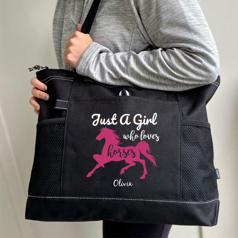Just a Girl Who Loves Horses Tote Bag Custom Tote Bag
