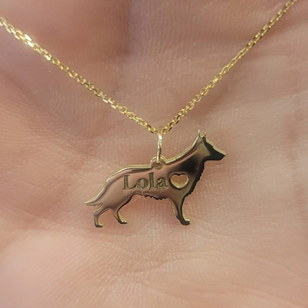 Custom Name Tiny Cat Necklace, Gold Cat Necklace, Gold Dog Necklace, Gold or Rose Plated Necklace