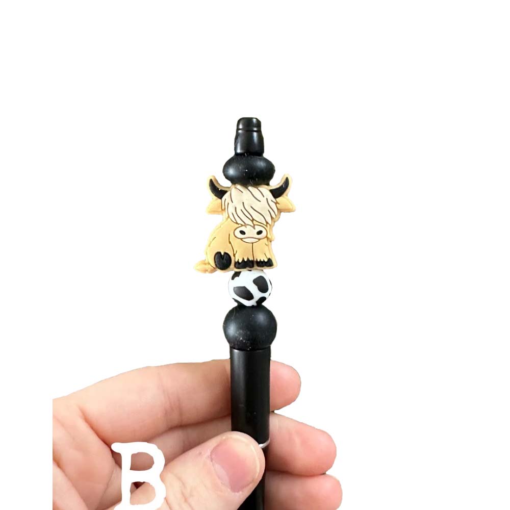 Personalized Highland Cow Pen, Custom Bead Pen, Cow Print, Personalized Gift