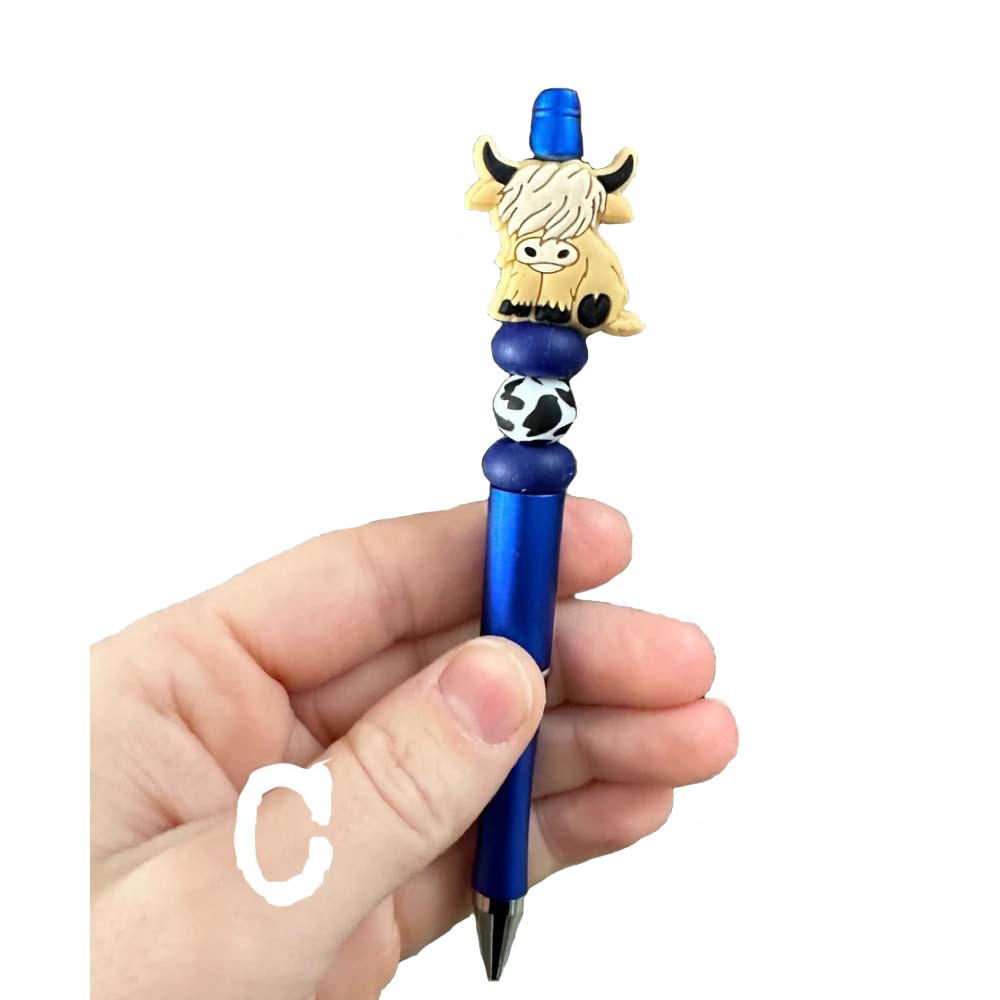 Personalized Highland Cow Pen, Custom Bead Pen, Cow Print, Personalized Gift