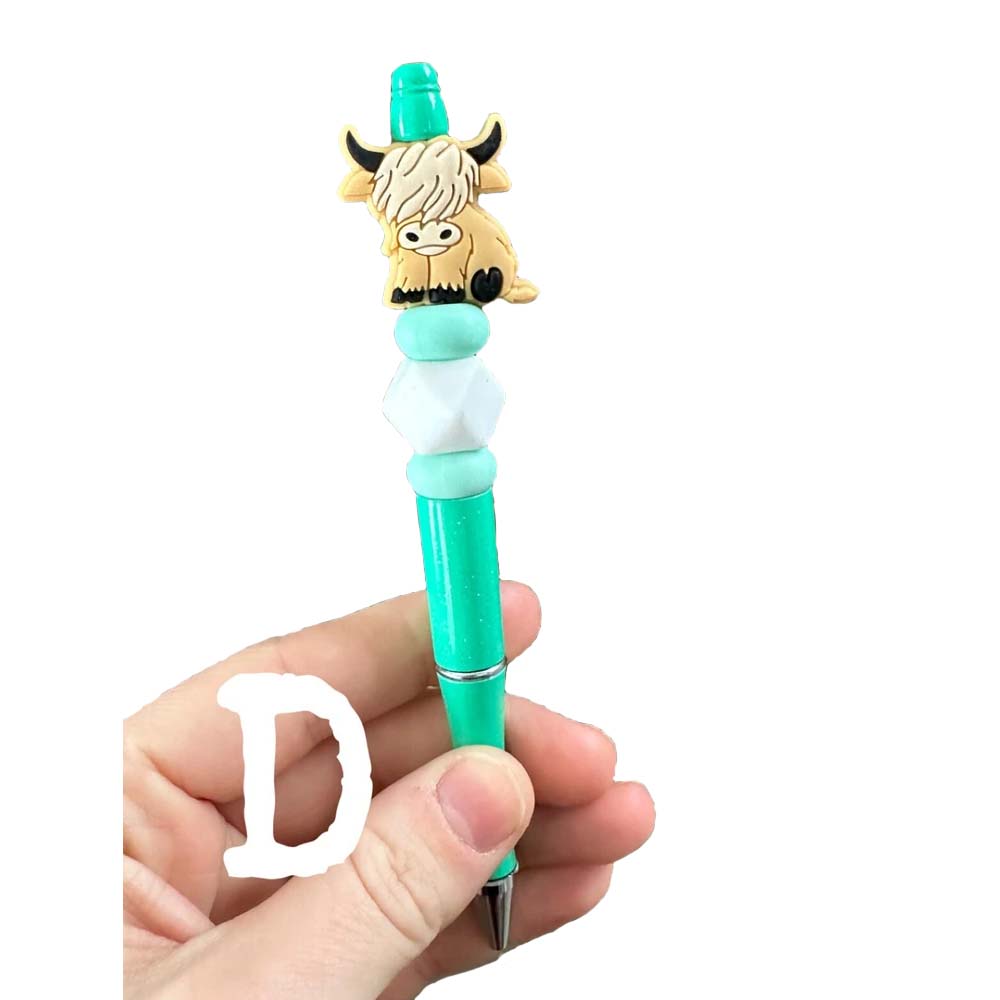 Personalized Highland Cow Pen, Custom Bead Pen, Cow Print, Personalized Gift