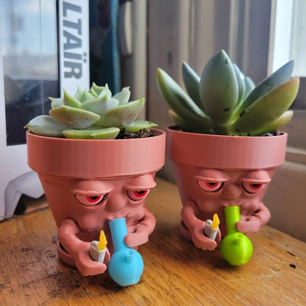 Pot Planter for Succulents or Houseplants Ripping a Bong, Multiple Color Options, 2.5" and 5" Sizes Available