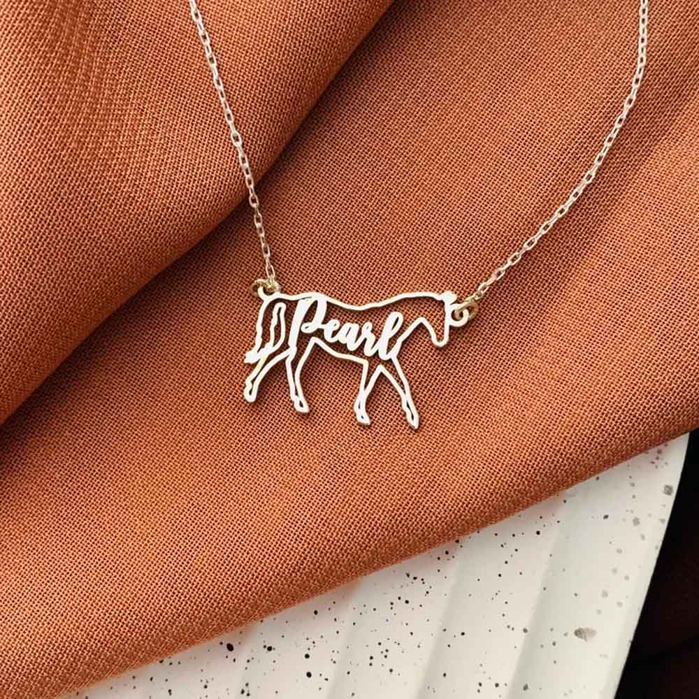 Horse Necklace, Personalized Horse Name Necklace, Horse Memorial Gift, Horse Necklace for Woman, Horse Riding Gift