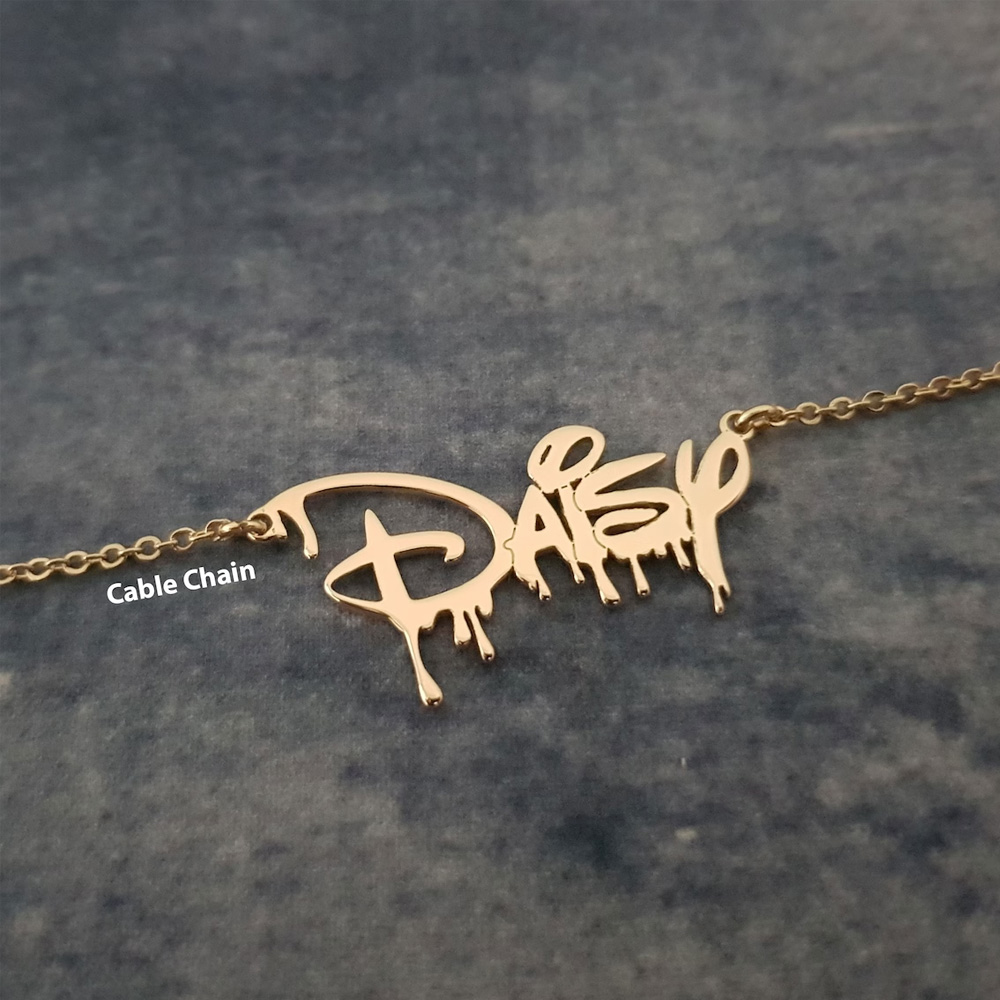 Collier grand-mère, collier prénom Disney en or 14 carats, cadeau