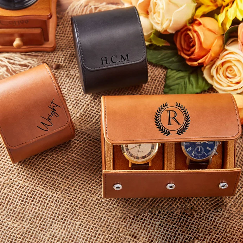 Custom Leather Watch Box for Him, Personalized Watch Case, Engraved Groomsmen Watch Case, Travel Watch Box Holder, Groom Gift, Groomsman Gift