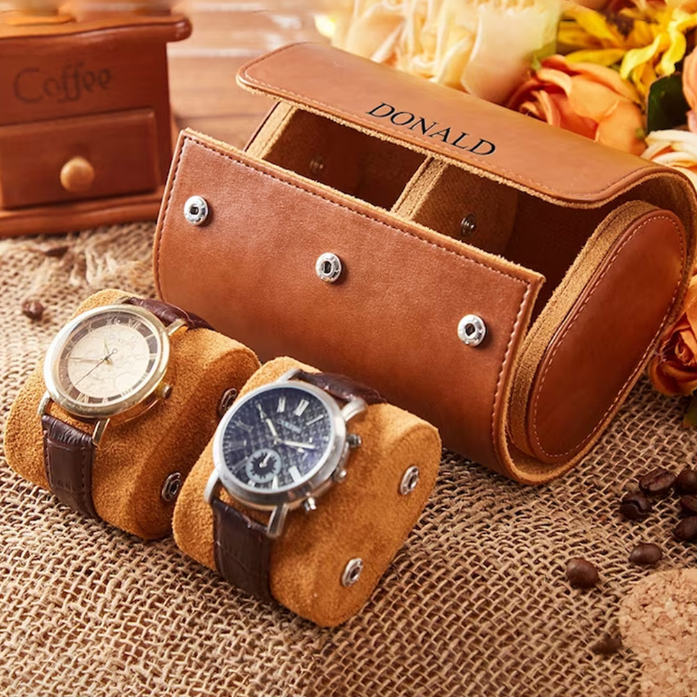 Custom Leather Watch Box for Him, Personalized Watch Case, Engraved Groomsmen Watch Case, Travel Watch Box Holder, Groom Gift, Groomsman Gift