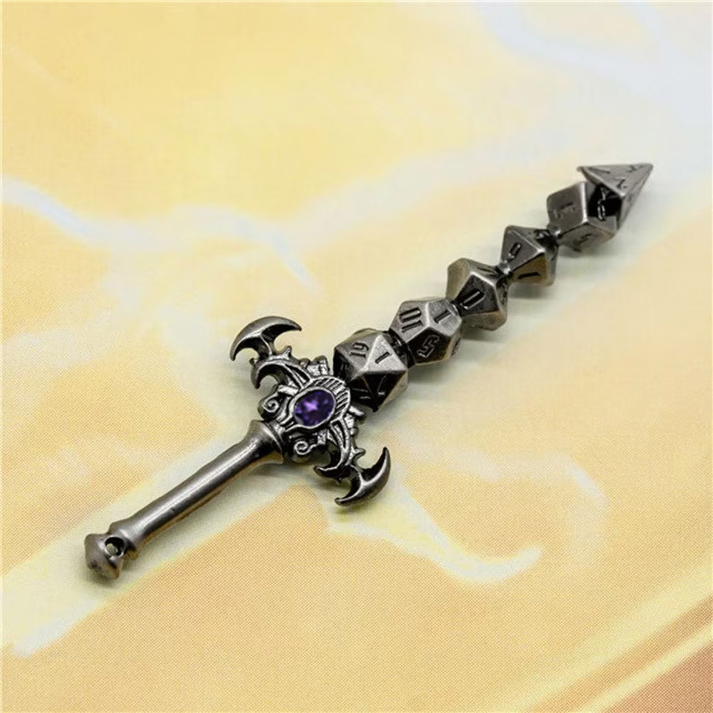 Custom Birthstone Dice Sword Pendant Necklace, RPG Gift, Tabletop Roleplaying Games, Call Cthulhu